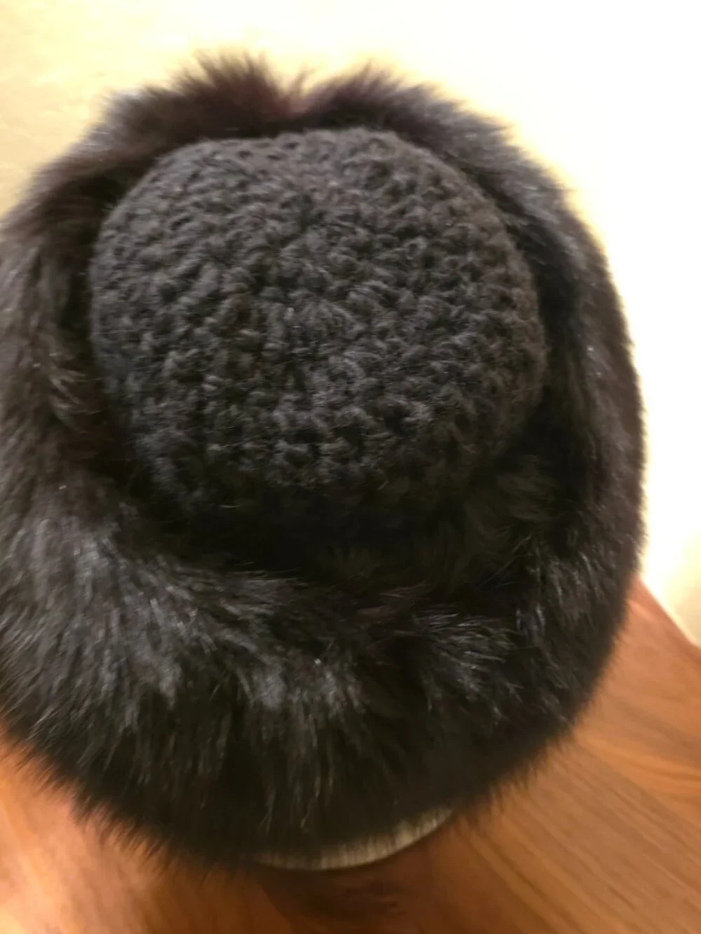 Vintage Real Fur and Knit Hat